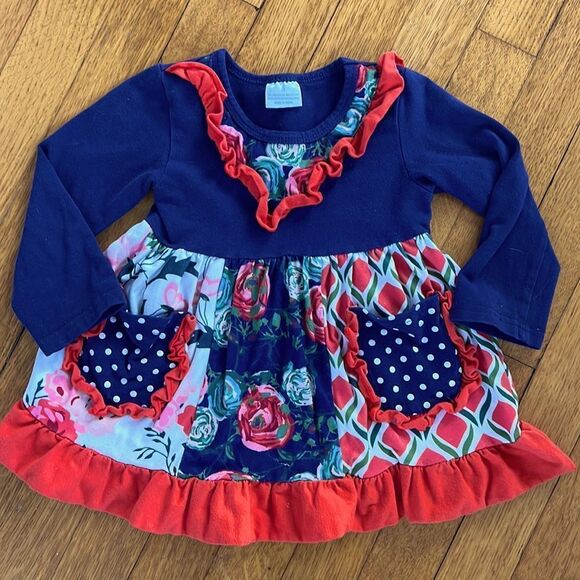 2/$22 Multi colored Ruffle Dress 🧡 - Picture 1 of 4